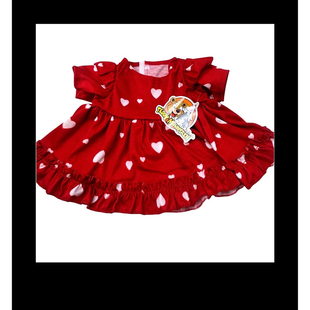 Teddy Mountain Lotta Love Dress Headband Set Red White Heart 16in Plush Clothes